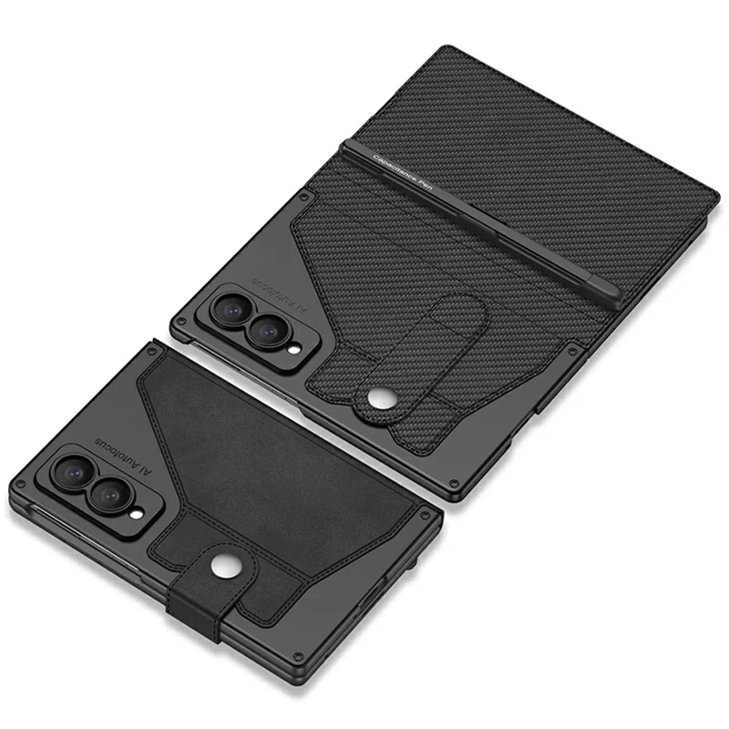 GKK Per Samsung Galaxy Z Fold8 Custodia Protettiva con Supporto in Pelle PU con Scomparto per Penna e Fessura per Carte con Pellicola in Vetro Temperato - Grigio Titanio