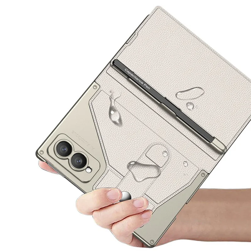 GKK Per Samsung Galaxy Z Fold8 Custodia Protettiva con Supporto in Pelle PU con Scomparto per Penna e Fessura per Carte con Pellicola in Vetro Temperato - Grigio Titanio