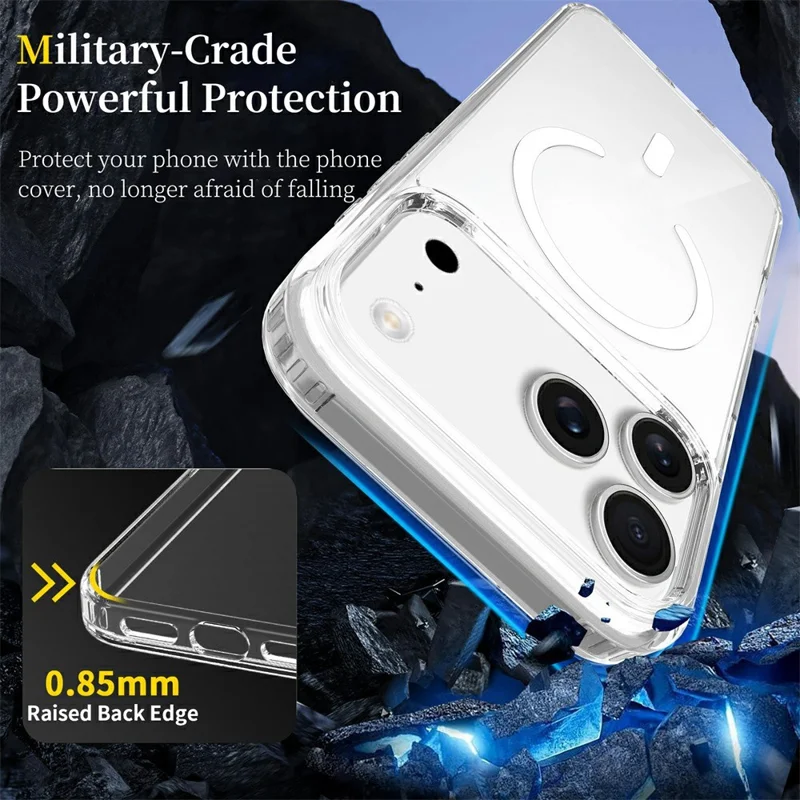 For iPhone 18 Pro Magnetic Case TPU + Acrylic Clear Phone Cover with 2Pcs Camera Protector + 2Pcs Tempered Glass Screen Protector - Transparent - 5