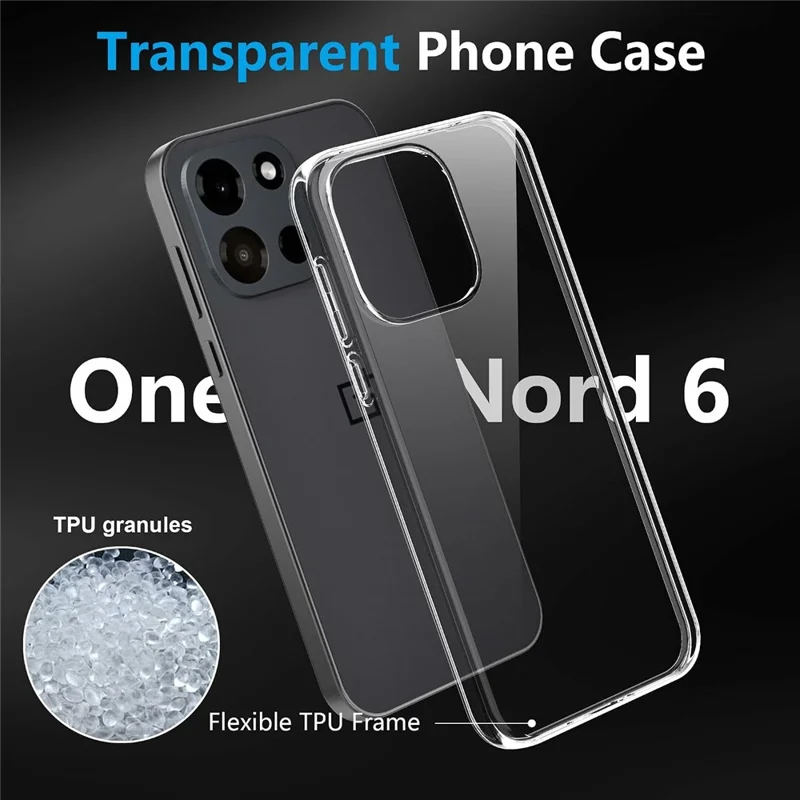 For OnePlus Nord 6 5G Clear TPU Anti-Scratch Phone Case + 2.5D Arc Edge Screen Protector