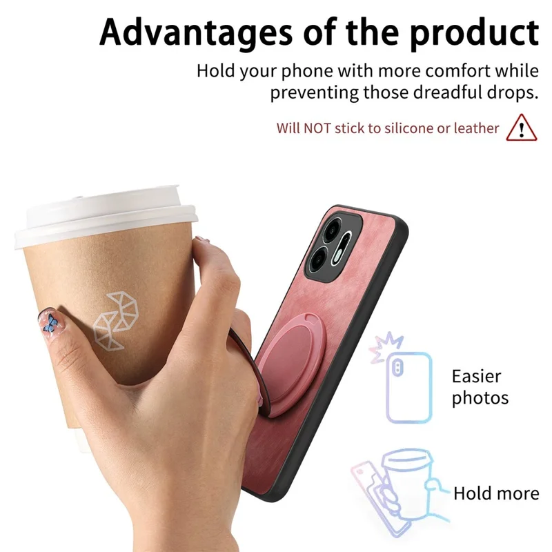 For OnePlus N6 4G Stress Relief Retro Leather Back Cover Phone Case with Rotating Kickstand - Pink