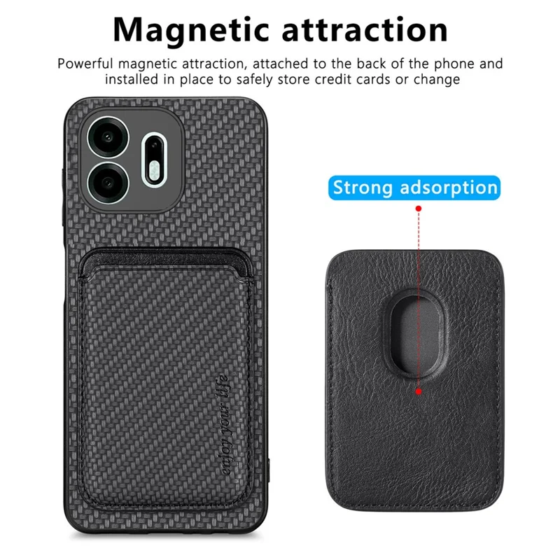 For OnePlus N6 4G Magnetic Case Detachable Card Holder Phone Back Cover - Black