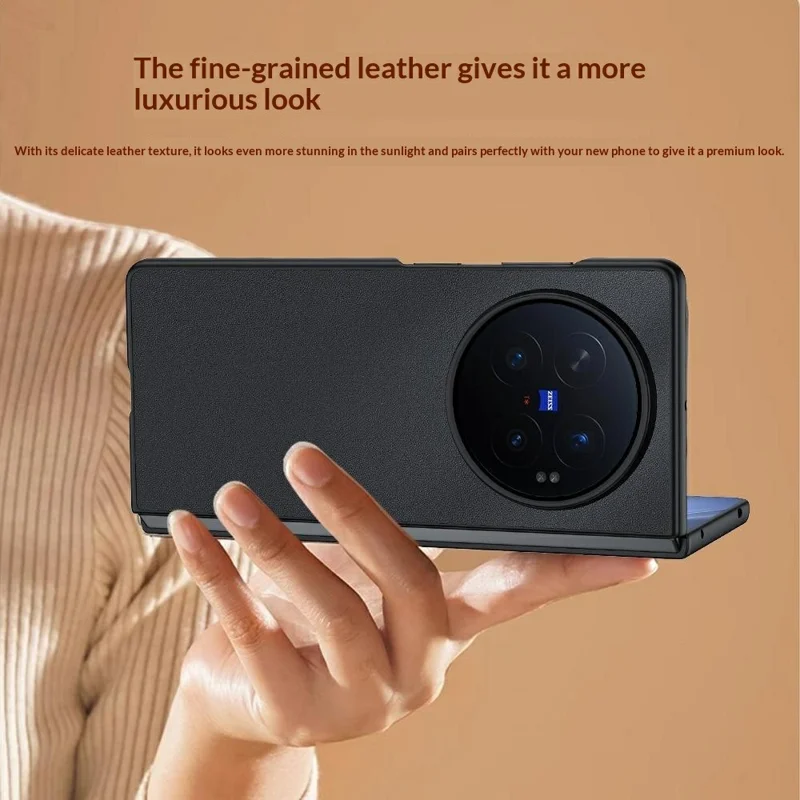 For vivo X Fold6 5G Case PU Leather Coated PC + TPU Anti-Drop Phone Cover - Black