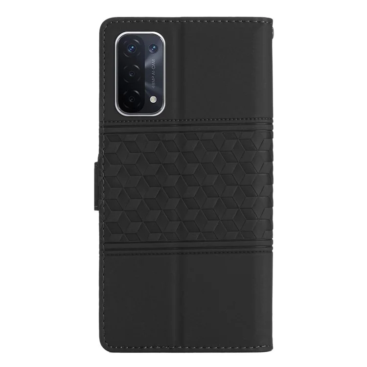 Capa do Telefone Para o Oppo A74 5G / A54 5G / A93 5G, Sentimento de Pele Com Sentimento Retro Retro Padrive Stand Stand Caso de Celular à Prova de Gota de Couro Caixa Celular - Preto