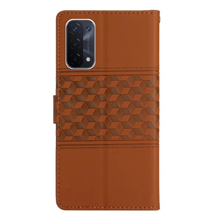 Phone Cover for Oppo A74 5G / A54 5G / A93 5G, Skin-touch Feeling Wallet Retro Imprinted Pattern Stand Leather Drop-proof Mobile Phone Case - Brown