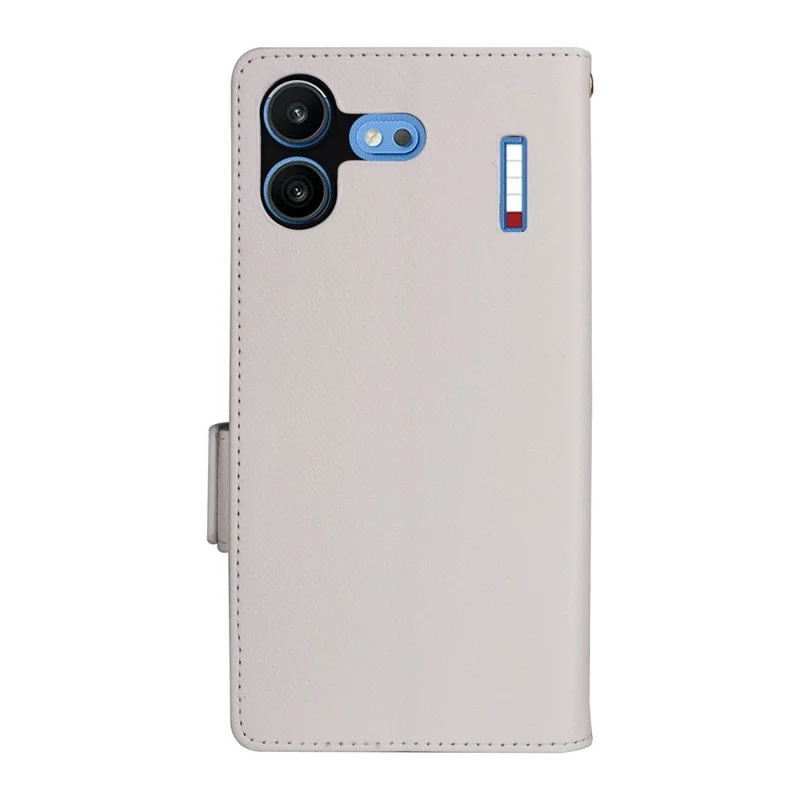For Nothing Phone (4b) Case Litchi Texture Wallet Leather Phone Cover with Wrist Strap - White