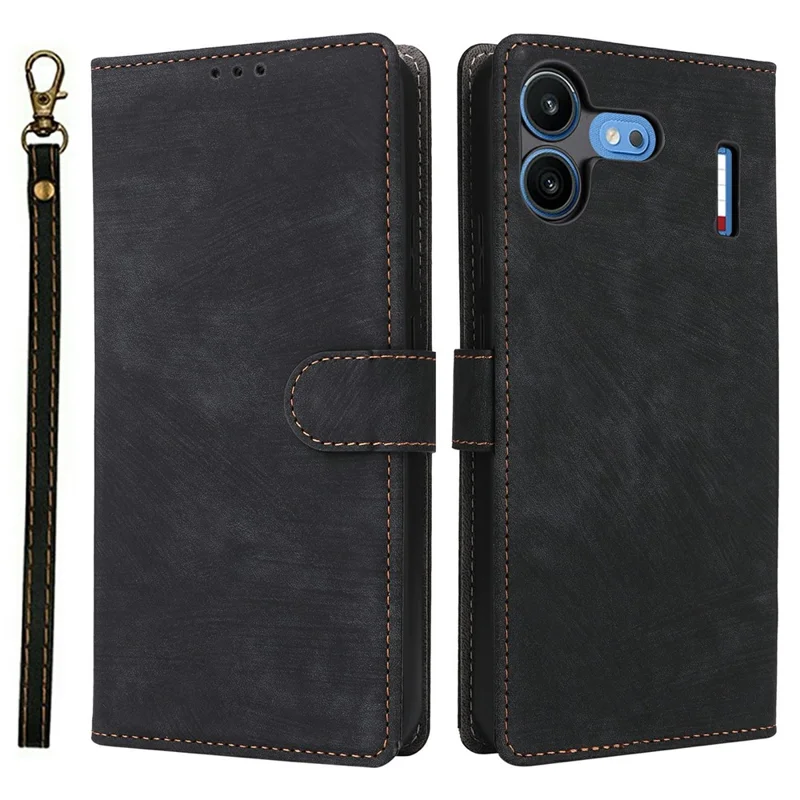 For Nothing Phone (4b) Wallet Case RFID Blocking PU Leather Phone Cover Stand with Strap - Black