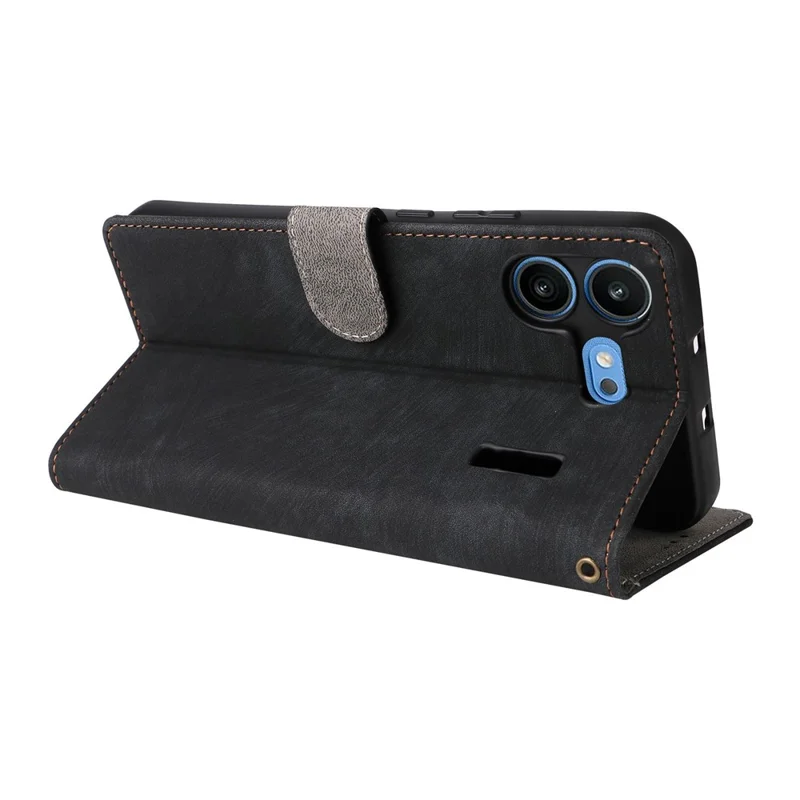 For Nothing Phone (4b) Wallet Case RFID Blocking PU Leather Phone Cover Stand with Strap - Black