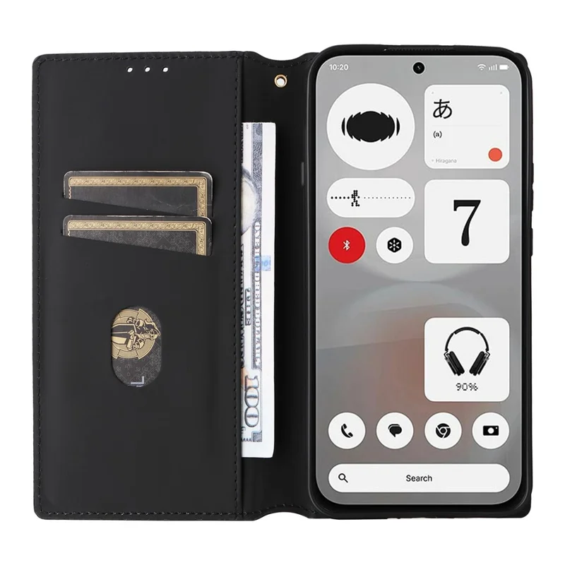 For Nothing Phone (4b) Case Wallet Rhombus Imprinted PU Leather Phone Cover - Silver