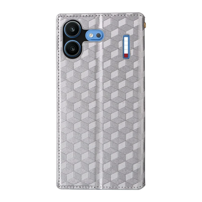 For Nothing Phone (4b) Case Wallet Rhombus Imprinted PU Leather Phone Cover - Silver