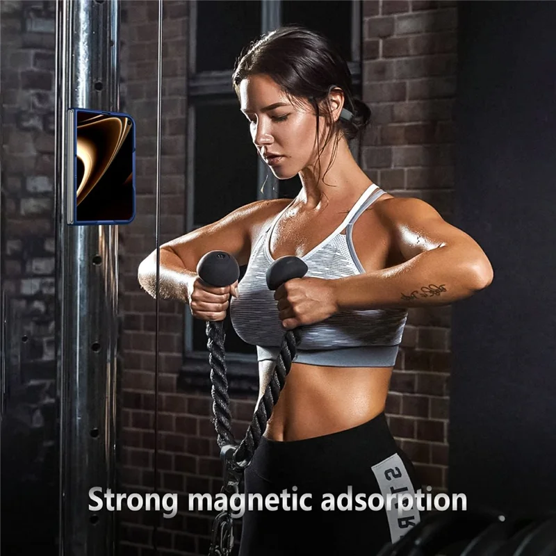 For iPhone Fold Magnetic Case Hard PC Folding Phone Cover Rotatable Ring Holder - Sapphire