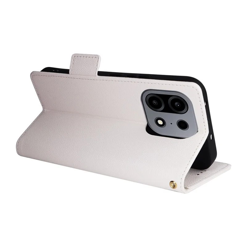 For OnePlus Turbo 6X Pro 5G Case Litchi Texture Wallet Leather Phone Cover with Wrist Strap - White