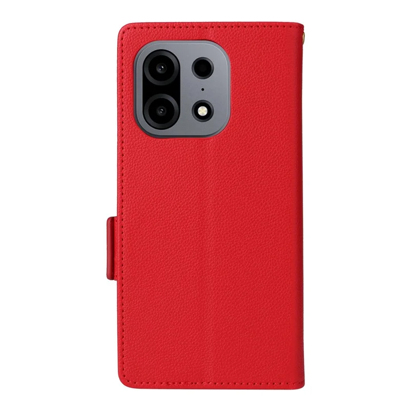 For OnePlus Turbo 6X Pro 5G Case Litchi Texture Wallet Leather Phone Cover with Wrist Strap - Red