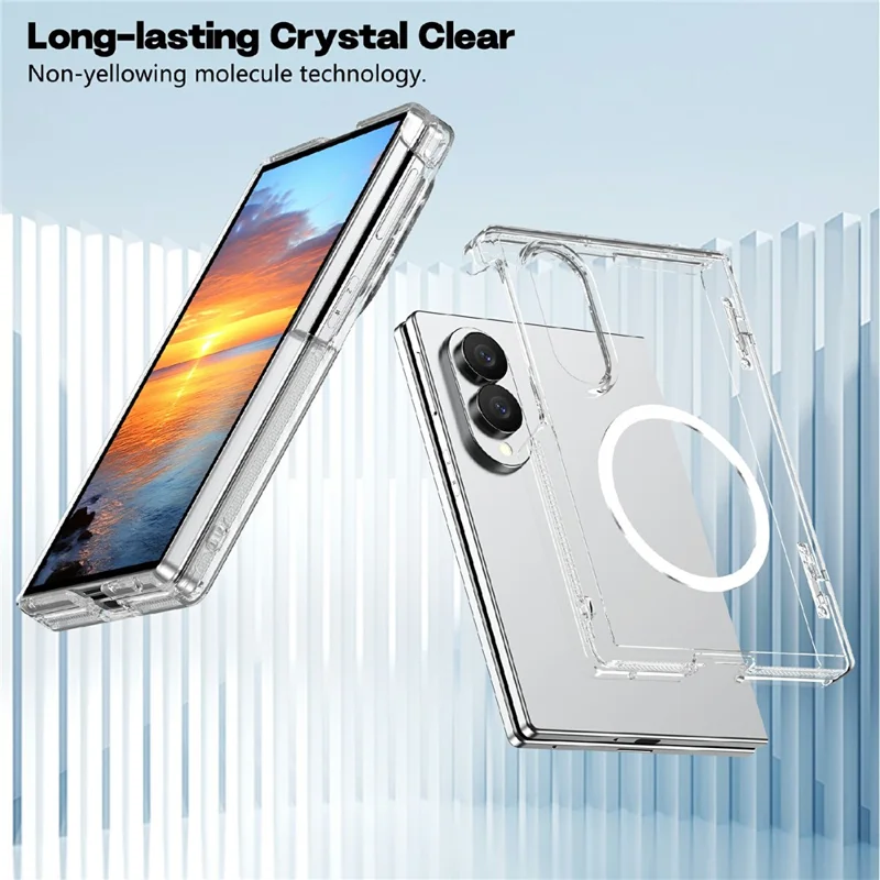 For Samsung Galaxy Z Fold8 Magnetic Case Hard PC Dual-Hinge Protection Foldable Phone Cover - Transparent