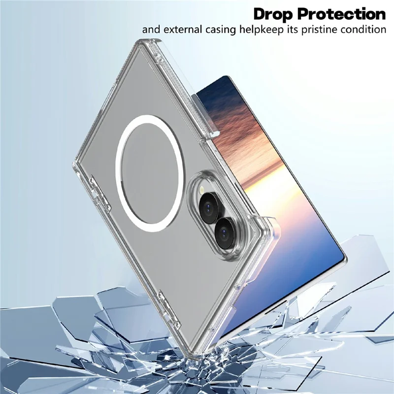 For Samsung Galaxy Z Fold8 Magnetic Case Hard PC Dual-Hinge Protection Foldable Phone Cover - Transparent