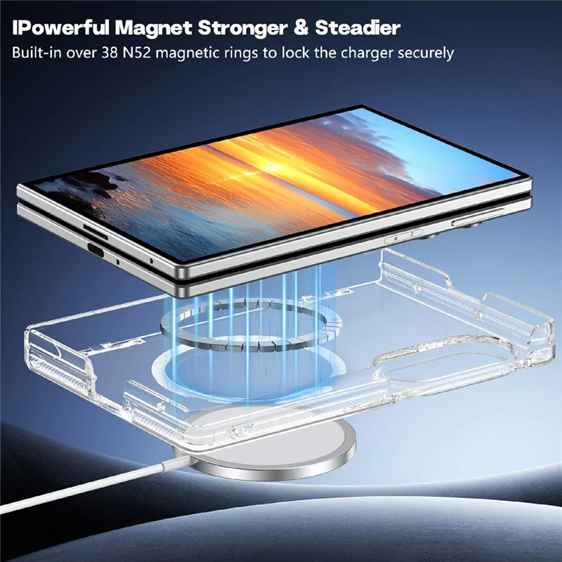 For Samsung Galaxy Z Fold8 Magnetic Case Hard PC Dual-Hinge Protection Foldable Phone Cover - Transparent