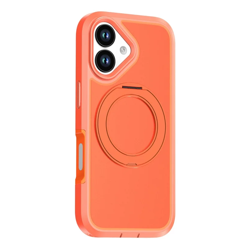 For iPhone 17 Magnetic Case Rotating Kickstand PC + TPU Anti-Drop Phone Cover - Orange