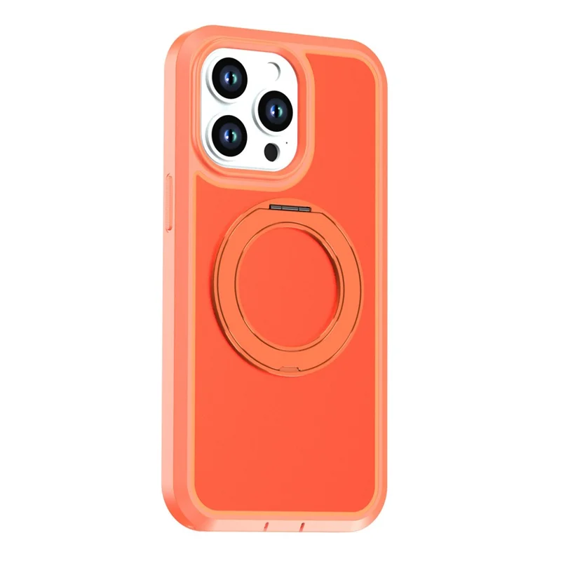 For iPhone 14 Pro Max Magnetic Case Rotating Kickstand PC + TPU Anti-Drop Phone Cover - Orange
