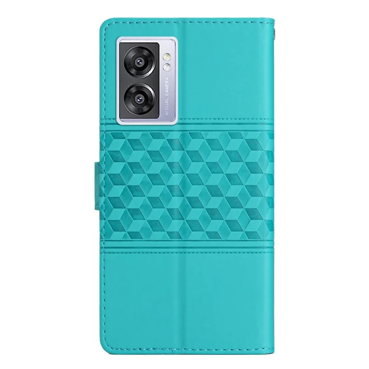 Per Oppo A57 (2022) 5G / A57 4G / A77 5G Custodia in pelle PU Retro Imprinted Pattern Stand Wallet Skin-touch Feeling Anti-shock Phone Cover - Sky Blue