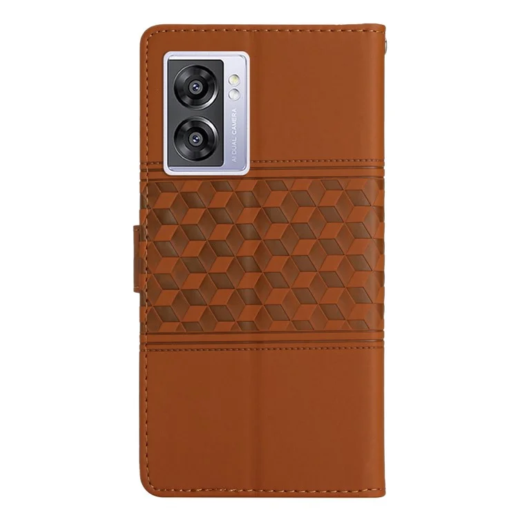 Pour Oppo A57 (2022) 5G / A57 4G / A77 5G PU le Cuir Portable Téléphone Rétro Retro Imprimé Modèle Portefeuille Portefeuille Skin-touch Felt Anti-shock Téléphone Couverture - Brun