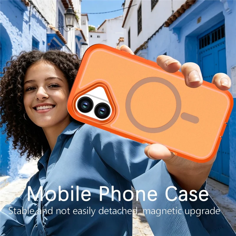 For iPhone 17 Magnetic Case Contrast Color PC + TPU Shockproof Phone Cover - Orange