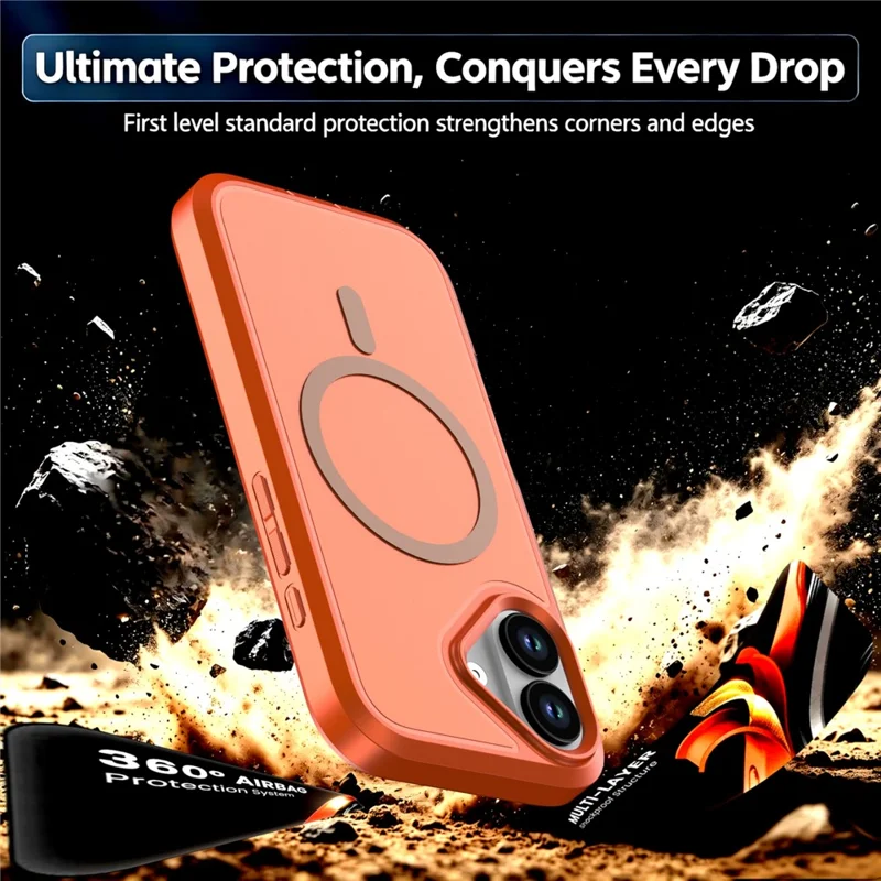 For iPhone 17 Magnetic Case Contrast Color PC + TPU Shockproof Phone Cover - Orange