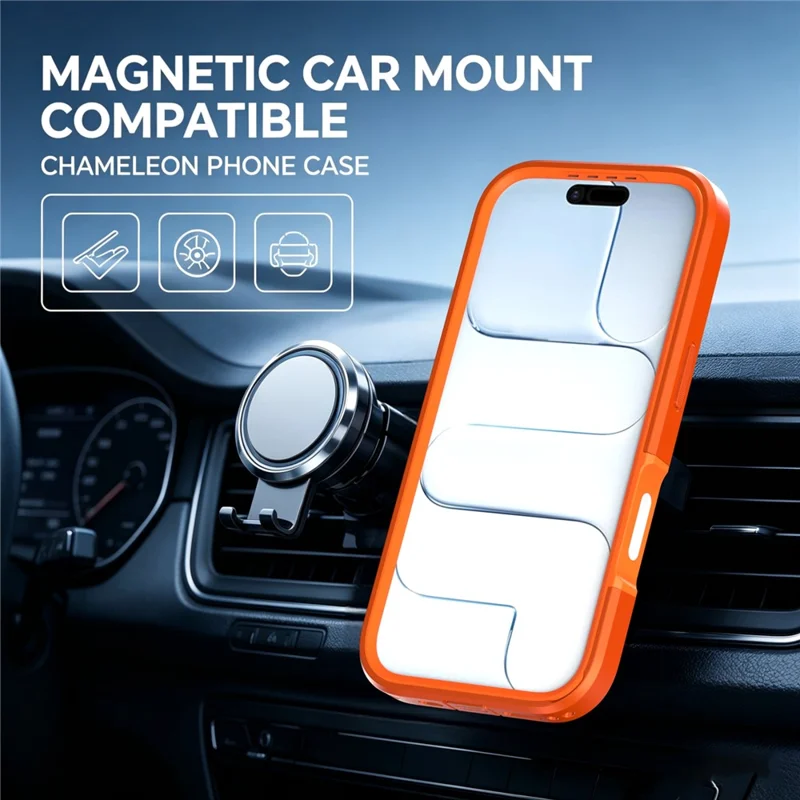 For iPhone 17 Magnetic Case Contrast Color PC + TPU Shockproof Phone Cover - Orange