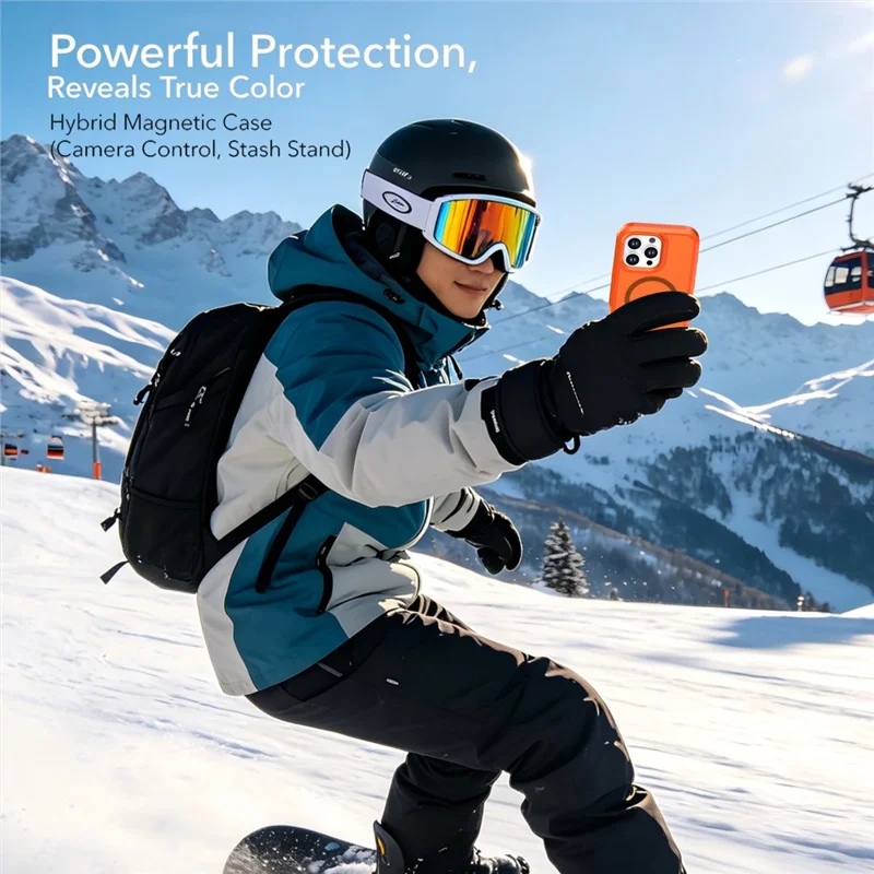 For iPhone 16 Pro Max Magnetic Case Contrast Color PC + TPU Shockproof Phone Cover - Orange