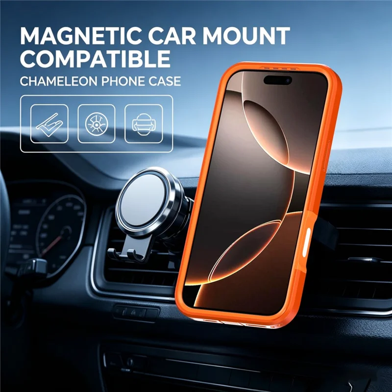 For iPhone 16 Pro Max Magnetic Case Contrast Color PC + TPU Shockproof Phone Cover - Orange