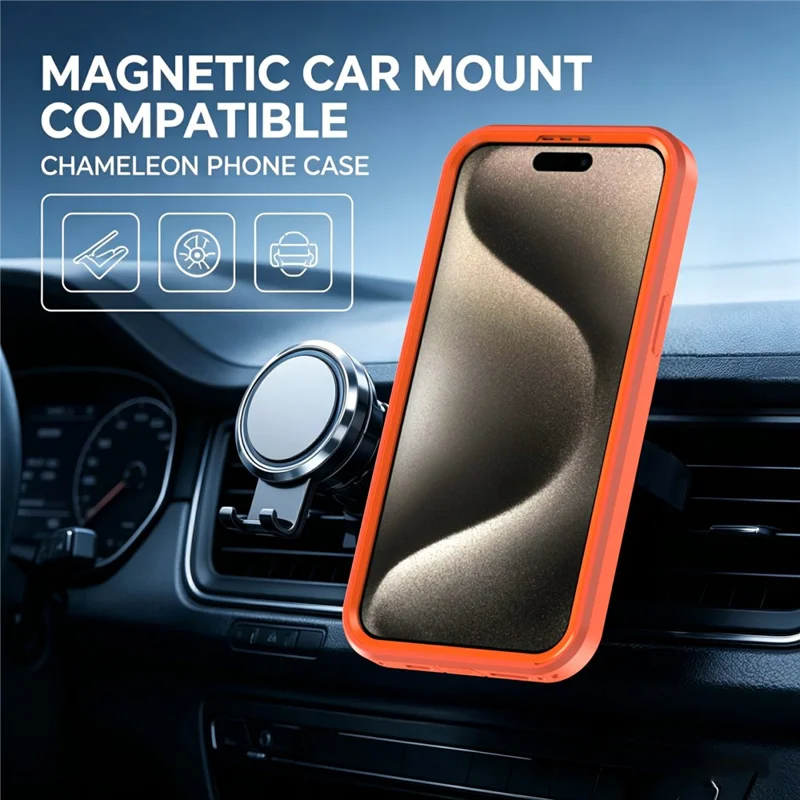 For iPhone 14 Pro Magnetic Case Contrast Color PC + TPU Shockproof Phone Cover - Orange