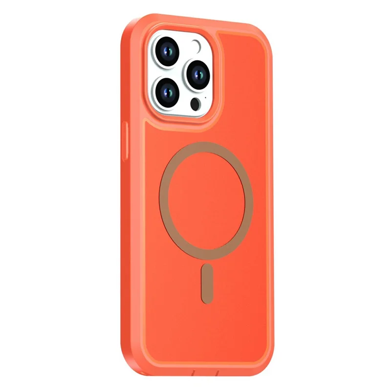 For iPhone 14 Pro Max Magnetic Case Contrast Color PC + TPU Shockproof Phone Cover - Orange