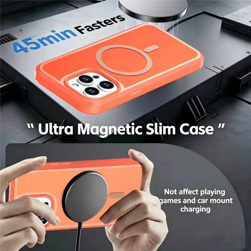 For iPhone 14 Pro Max Magnetic Case Contrast Color PC + TPU Shockproof Phone Cover - Orange