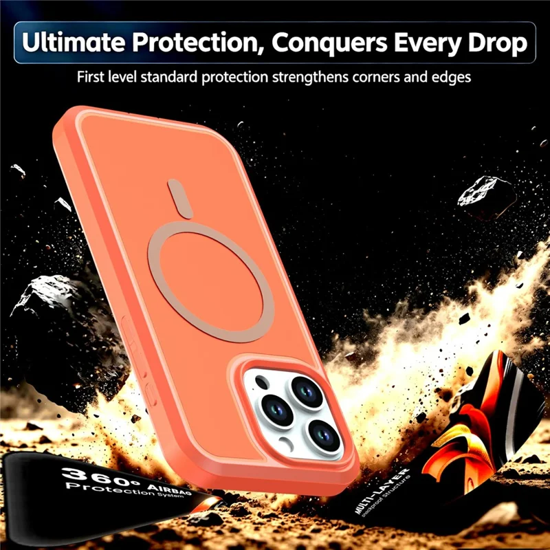 For iPhone 14 Pro Max Magnetic Case Contrast Color PC + TPU Shockproof Phone Cover - Orange