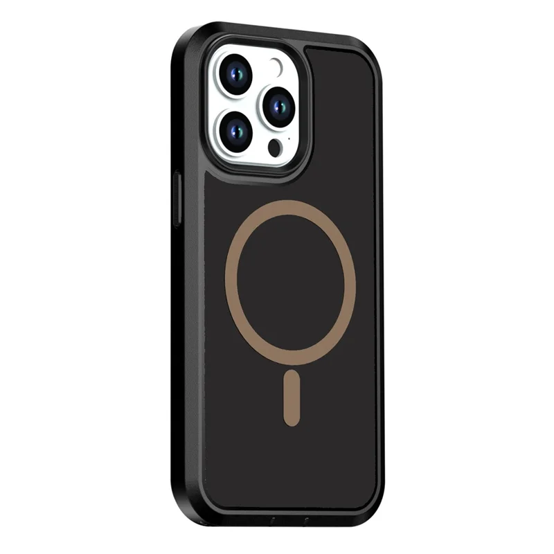For iPhone 13 Pro Magnetic Case Contrast Color PC + TPU Shockproof Phone Cover - Black  /  Gold