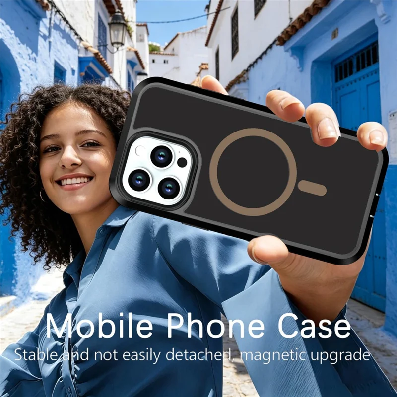 For iPhone 13 Pro Magnetic Case Contrast Color PC + TPU Shockproof Phone Cover - Black  /  Gold