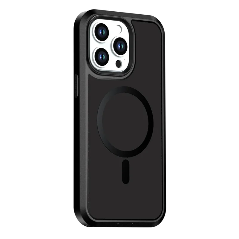 For iPhone 13 Pro Max Magnetic Case Contrast Color PC + TPU Shockproof Phone Cover - Black