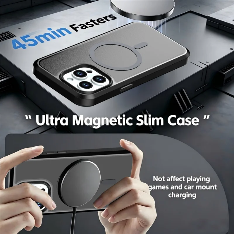 For iPhone 13 Pro Max Magnetic Case Contrast Color PC + TPU Shockproof Phone Cover - Black