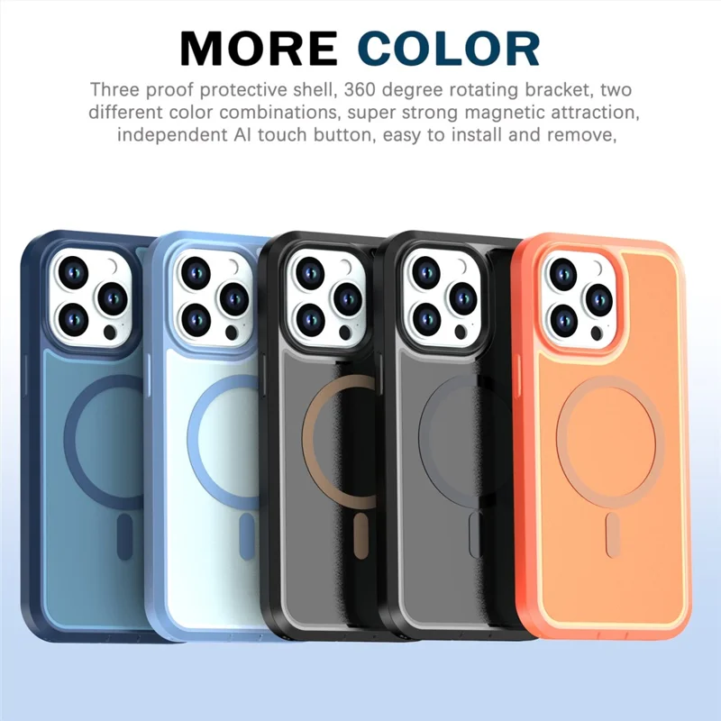 For iPhone 13 Pro Max Magnetic Case Contrast Color PC + TPU Shockproof Phone Cover - Black