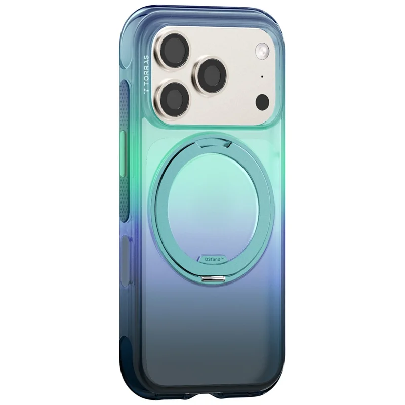 TORRAS O3 Air Gradient Series для iPhone 18 Pro / 17 Pro Чехол Магнитный Поворотный Подставка Воздушная Подушка Защита Чехол - Синий+Зеленый