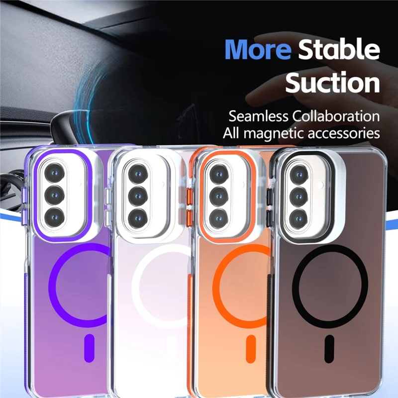For Samsung Galaxy A27 5G Magnetic Case Camera Frame Kickstand TPU Acrylic Shockproof Phone Cover - White