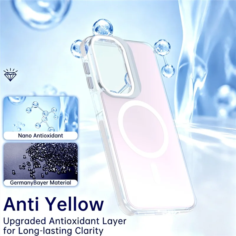 For Samsung Galaxy A27 5G Magnetic Case Camera Frame Kickstand TPU Acrylic Shockproof Phone Cover - White