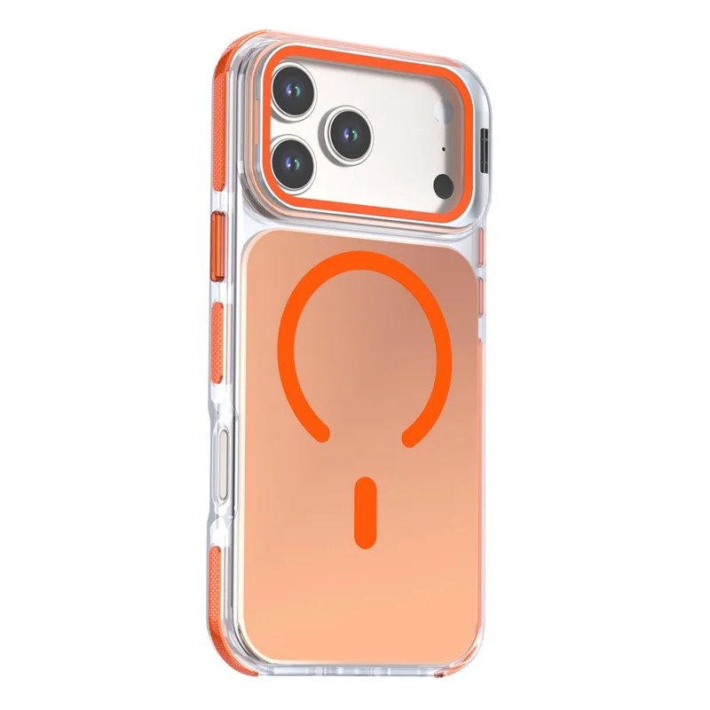 For iPhone 18 Pro  /  17 Pro Magnetic Case Camera Frame Kickstand TPU Acrylic Shockproof Phone Cover - Orange
