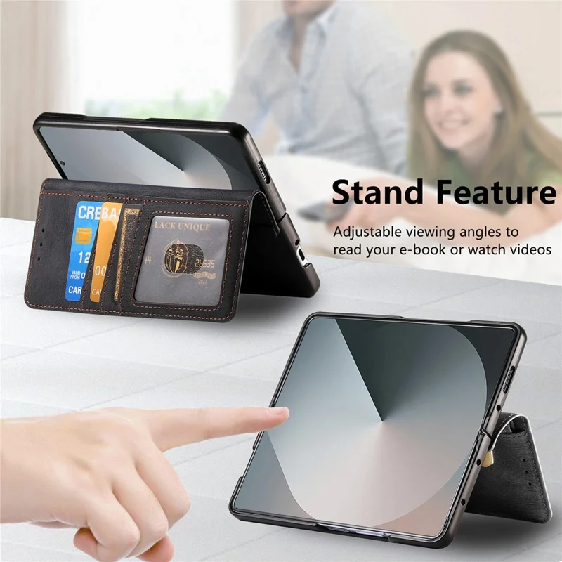 For Samsung Galaxy Z Fold8 Ultra Magnetic Case PU Leather Zipper Wallet RFID Blocking Protective Cover - Black
