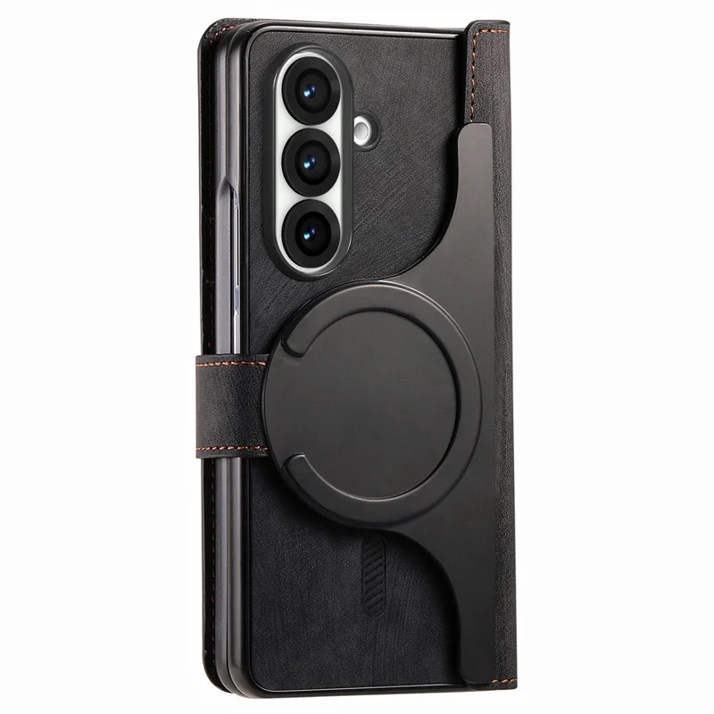 For Samsung Galaxy Z Fold8 Ultra Magnetic Case PU Leather Zipper Wallet RFID Blocking Protective Cover - Black