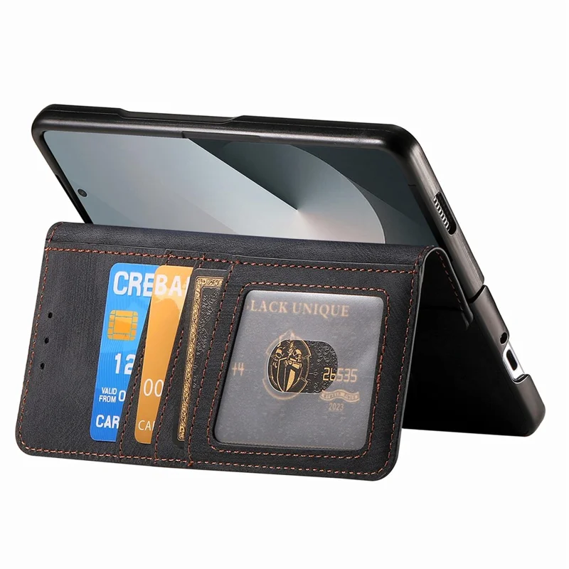 For Samsung Galaxy Z Fold8 Ultra Magnetic Case PU Leather Zipper Wallet RFID Blocking Protective Cover - Black
