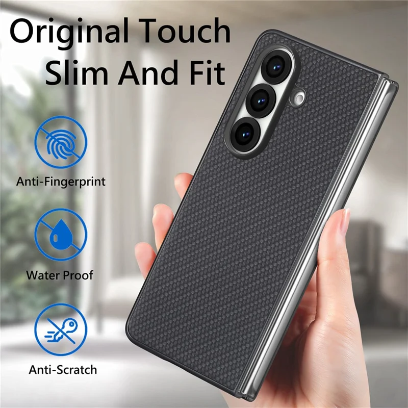 For Samsung Galaxy Z Fold8 Ultra Case Carbon Fiber Texture Leather + PC Anti-Scratch Protective Cover - Black