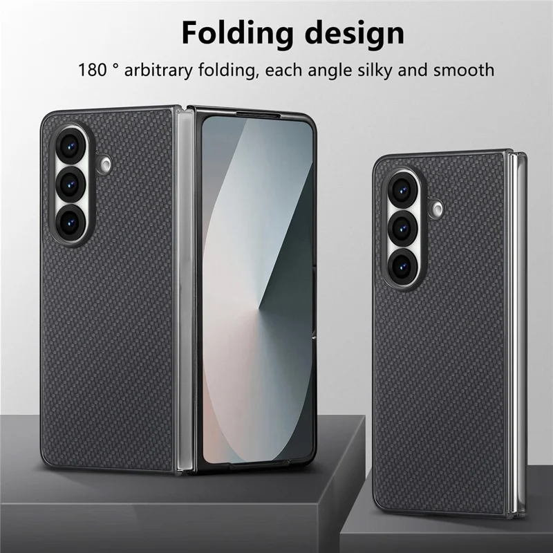For Samsung Galaxy Z Fold8 Ultra Case Carbon Fiber Texture Leather + PC Anti-Scratch Protective Cover - Black