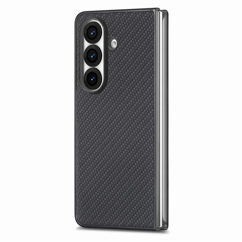 For Samsung Galaxy Z Fold8 Ultra Case Carbon Fiber Texture Leather + PC Anti-Scratch Protective Cover - Black