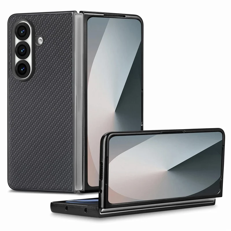 For Samsung Galaxy Z Fold8 Ultra Case Carbon Fiber Texture Leather + PC Anti-Scratch Protective Cover - Black