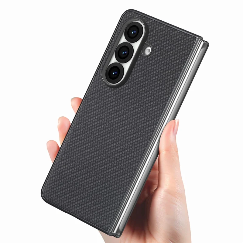 For Samsung Galaxy Z Fold8 Ultra Case Carbon Fiber Texture Leather + PC Anti-Scratch Protective Cover - Black